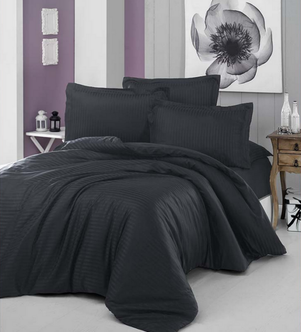 "Line" Bettwäsche Set Schwarz